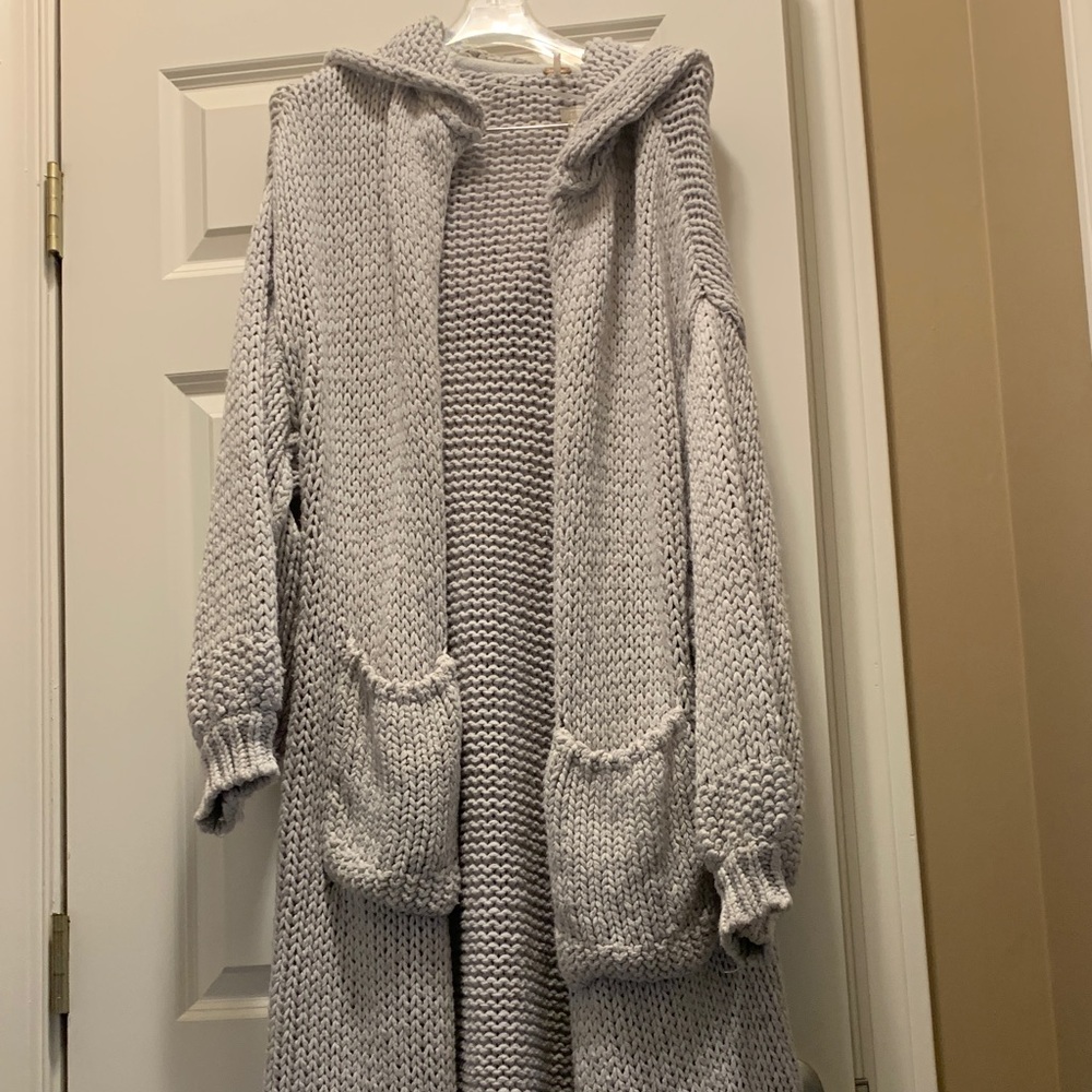 Free People Light Gray Knit Cardigan